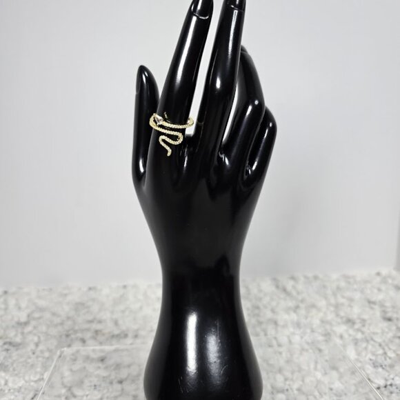 Adornia 14K Gold Plated Swarovski Crystal Accented Winding Snake Ring 9 - Picture 2 of 5